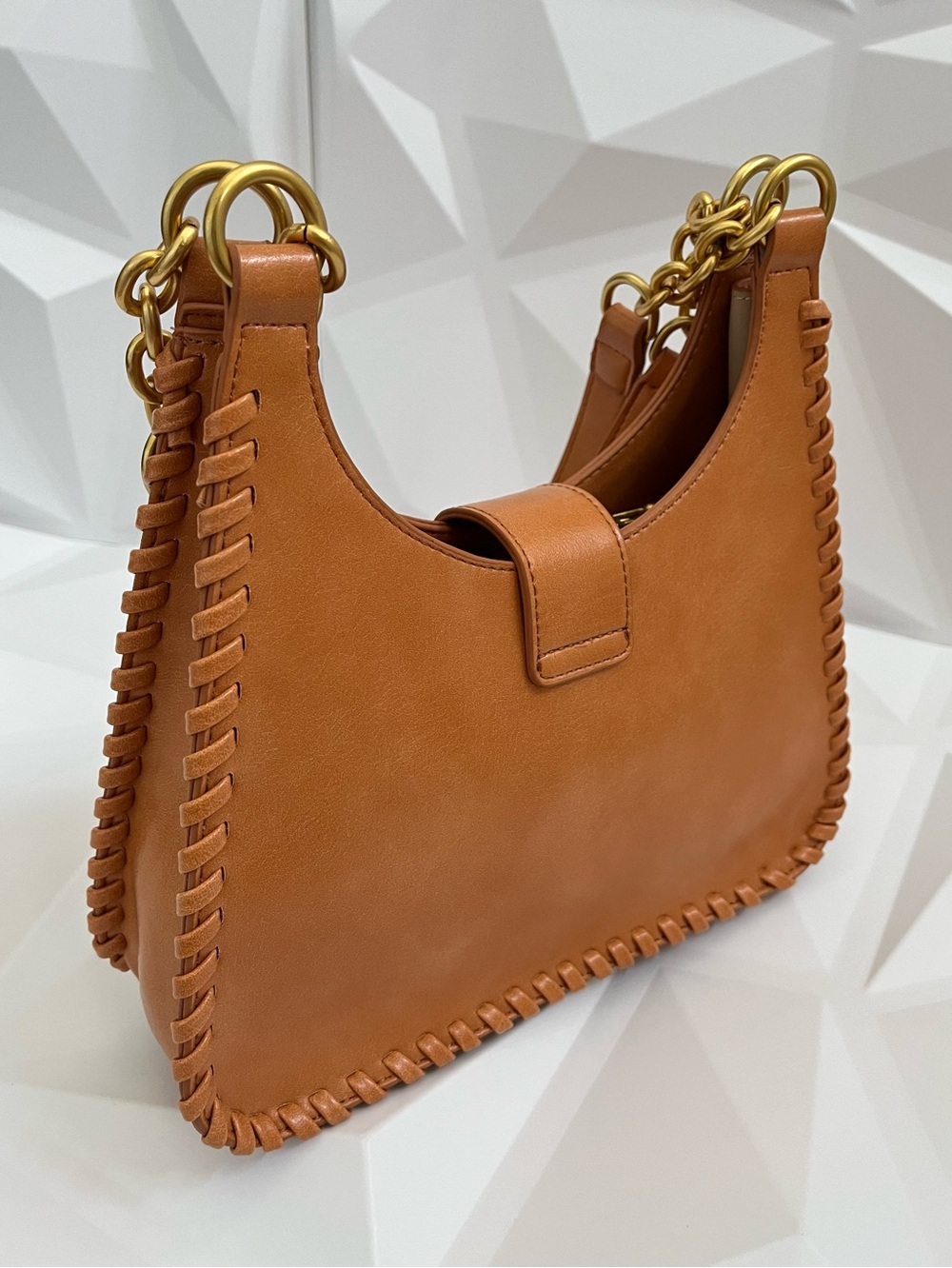 Antik Kraft Cognac Leather Shoulder Bag with Gold Hardware New - Picture 2 of 16